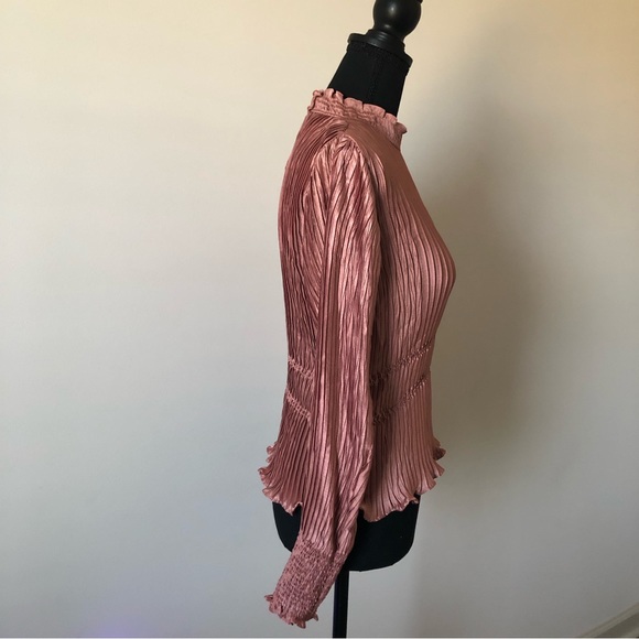 Zara Pleated High Neck Long Sleeve Blouse Size Small **New with Tag** - Picture 2 of 10